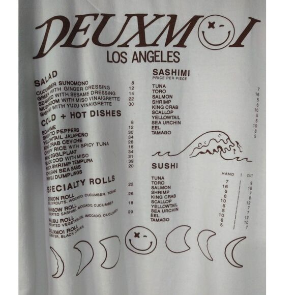 Deuxmerch Deuxmoi Sushi Bar Emoji Sweatshirt White Crewneck 3X Retro Graphic - Picture 7 of 8